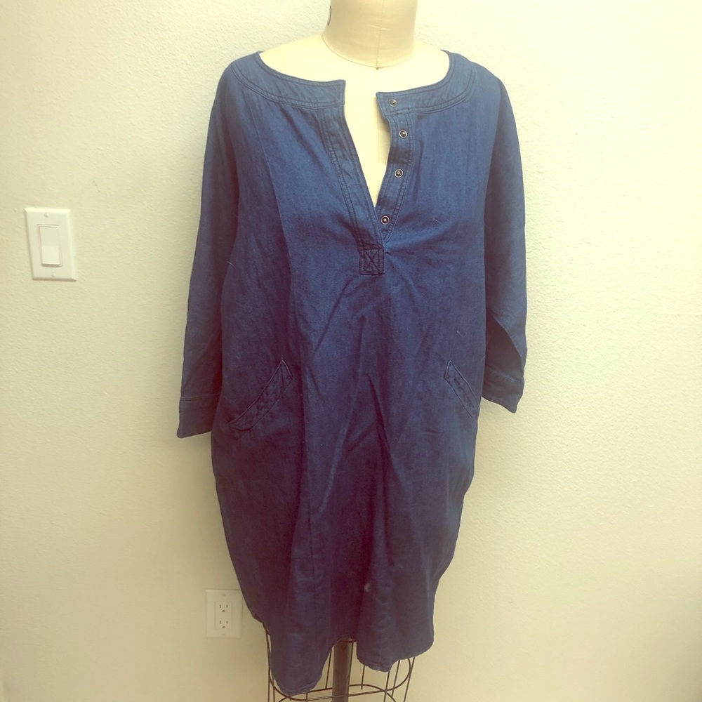 Urban Outfitters denim shift midi l/s dress NWT
